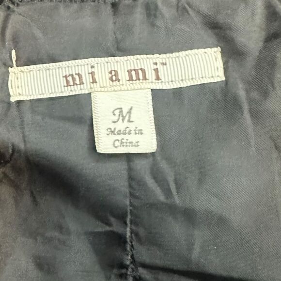 MIAMI Women’s Black Textured Knit Moto Zip Jacket Size Medium - Picture 3 of 5